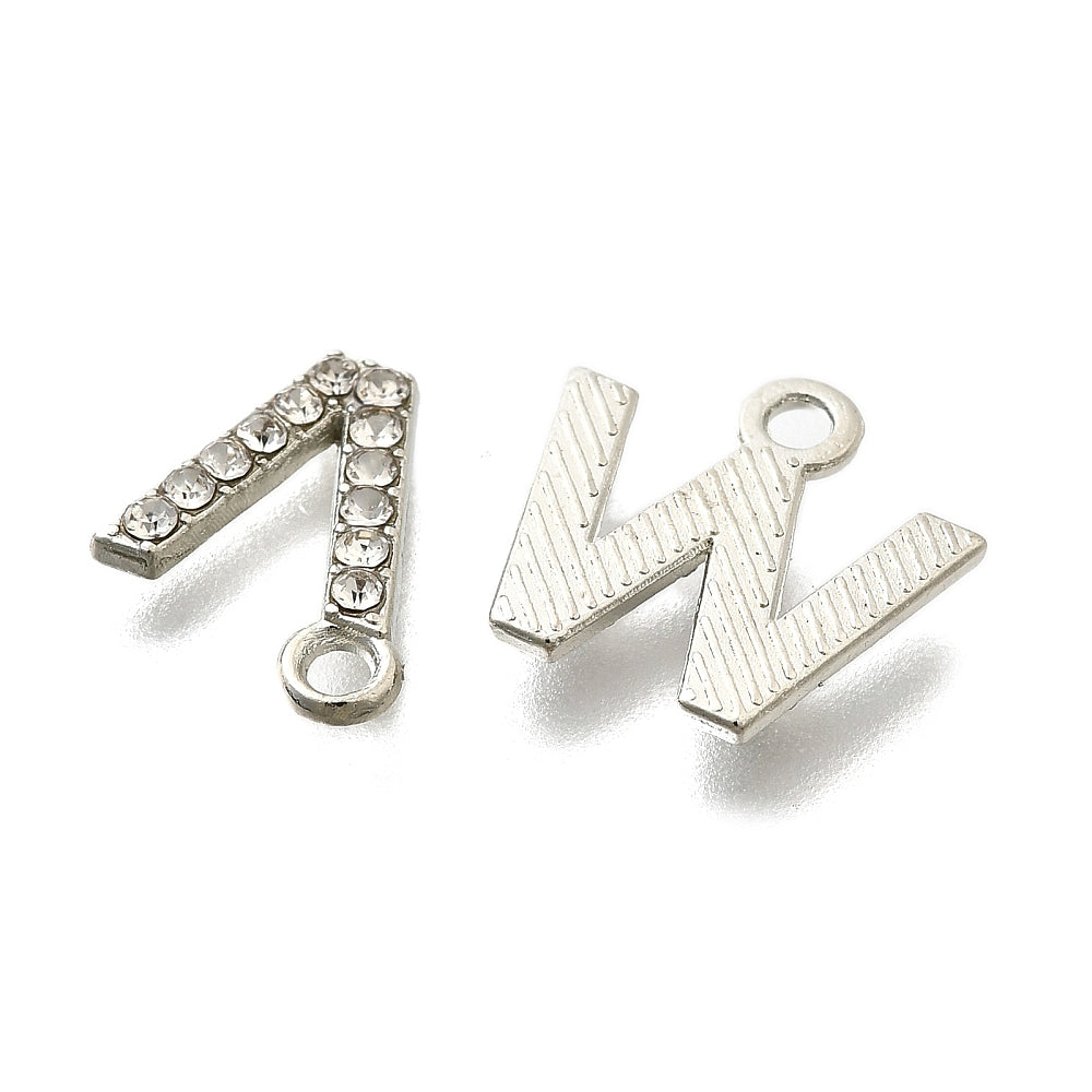 Silver Alloy Rhinestone Initial Charm Full Set