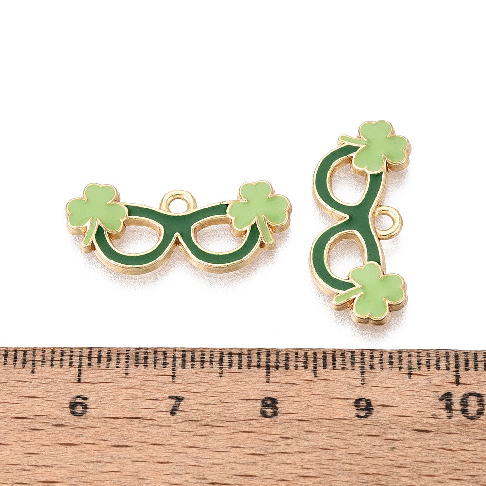 Gold Alloy Shamrock Glasses Charm