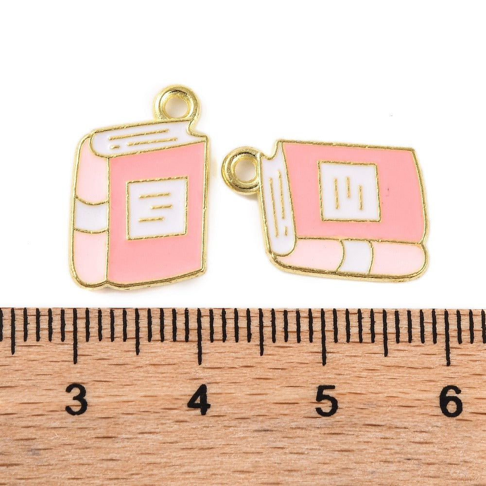 Gold Alloy Colorful Book Charm