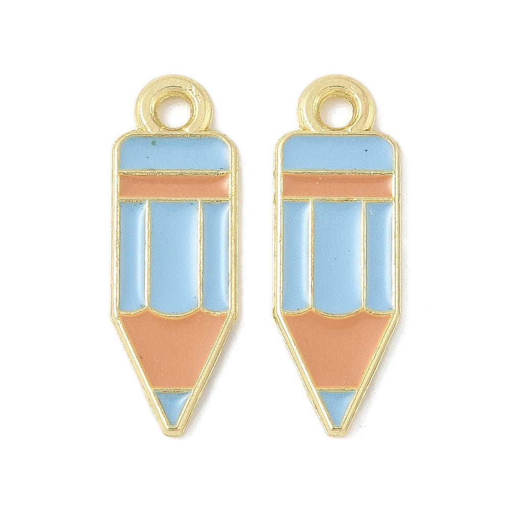 Gold Alloy Blue Pencil Charm