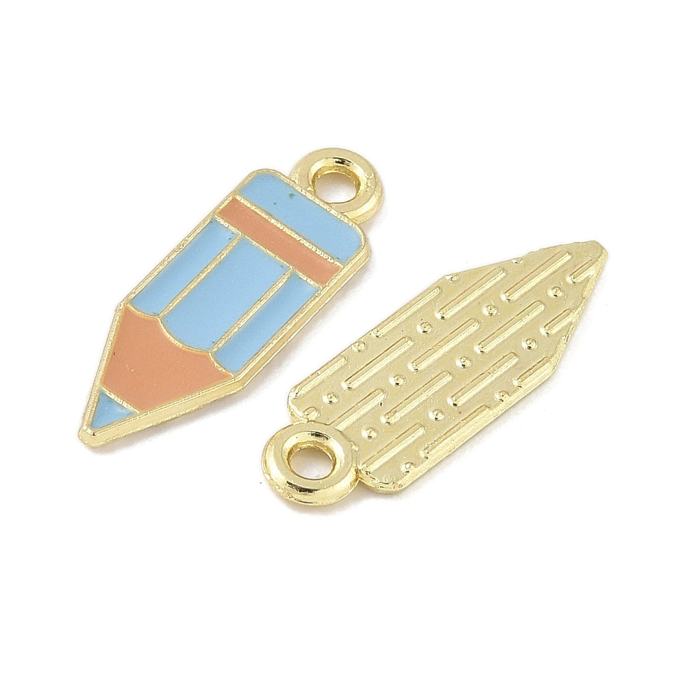 Gold Alloy Blue Pencil Charm