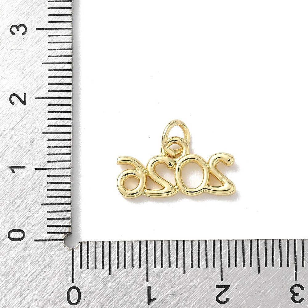 18k Gold Plated Brass Year 2026 Charm
