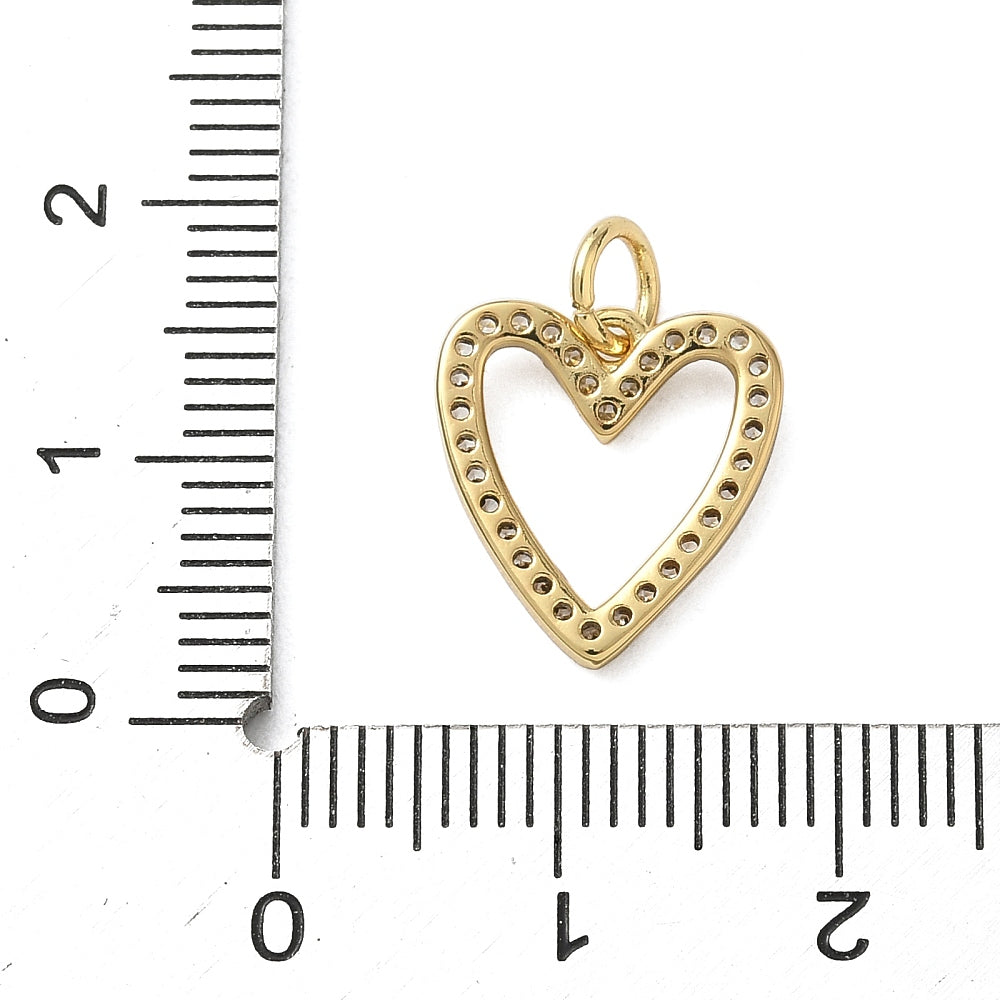 18k Gold Plated Brass Hollow Heart Charm