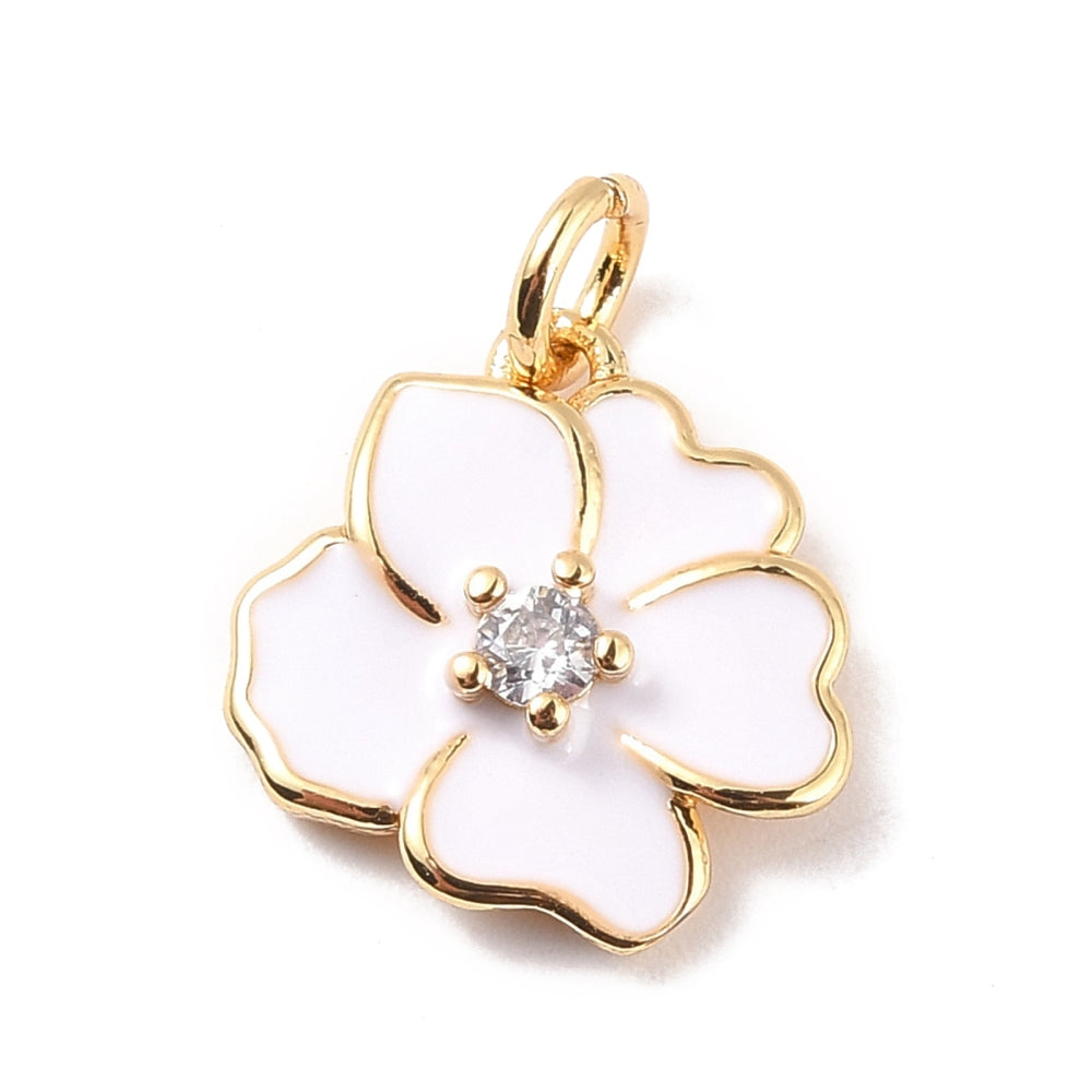 18k Gold Plated Brass Assorted Colorful Flower Charm