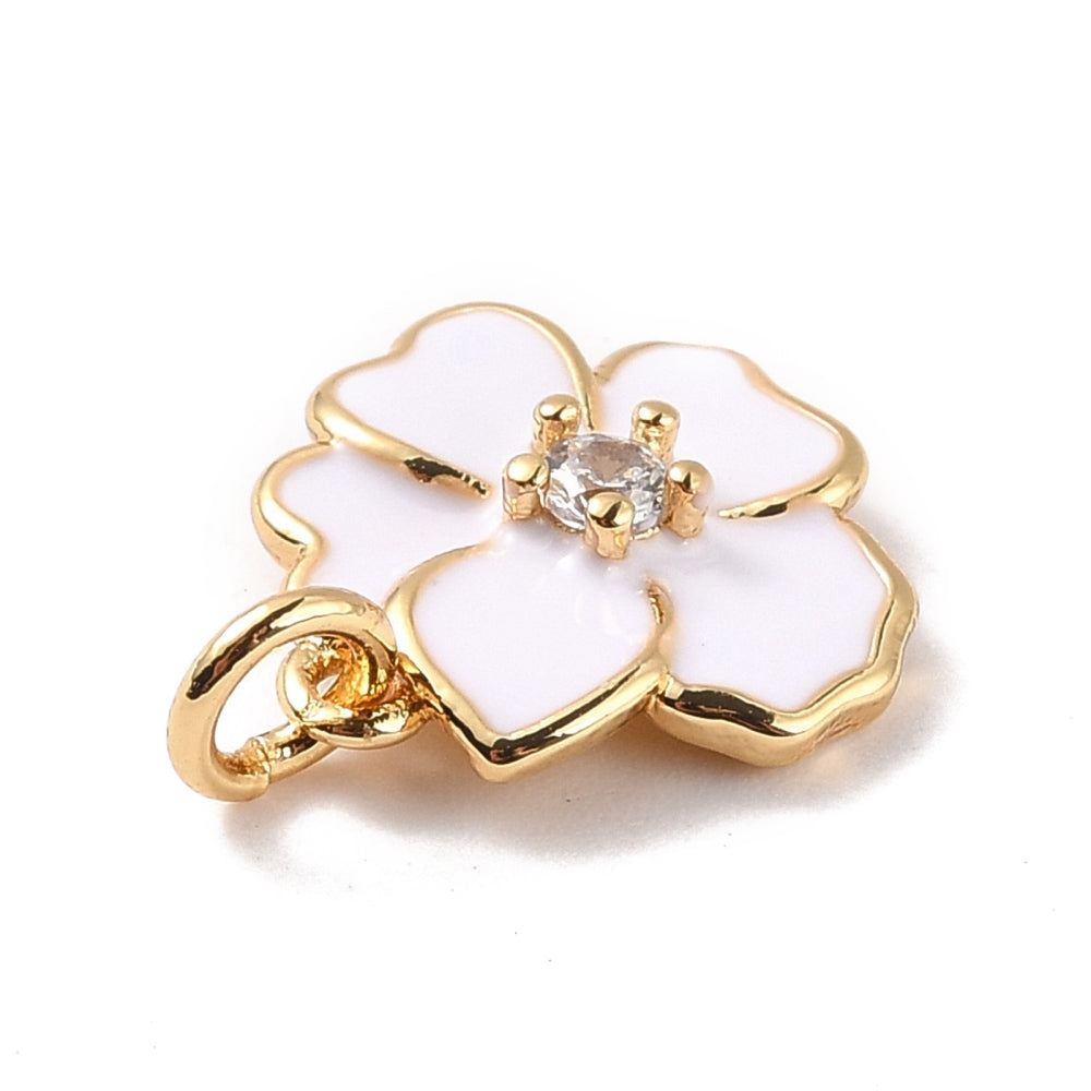 18k Gold Plated Brass Assorted Colorful Flower Charm