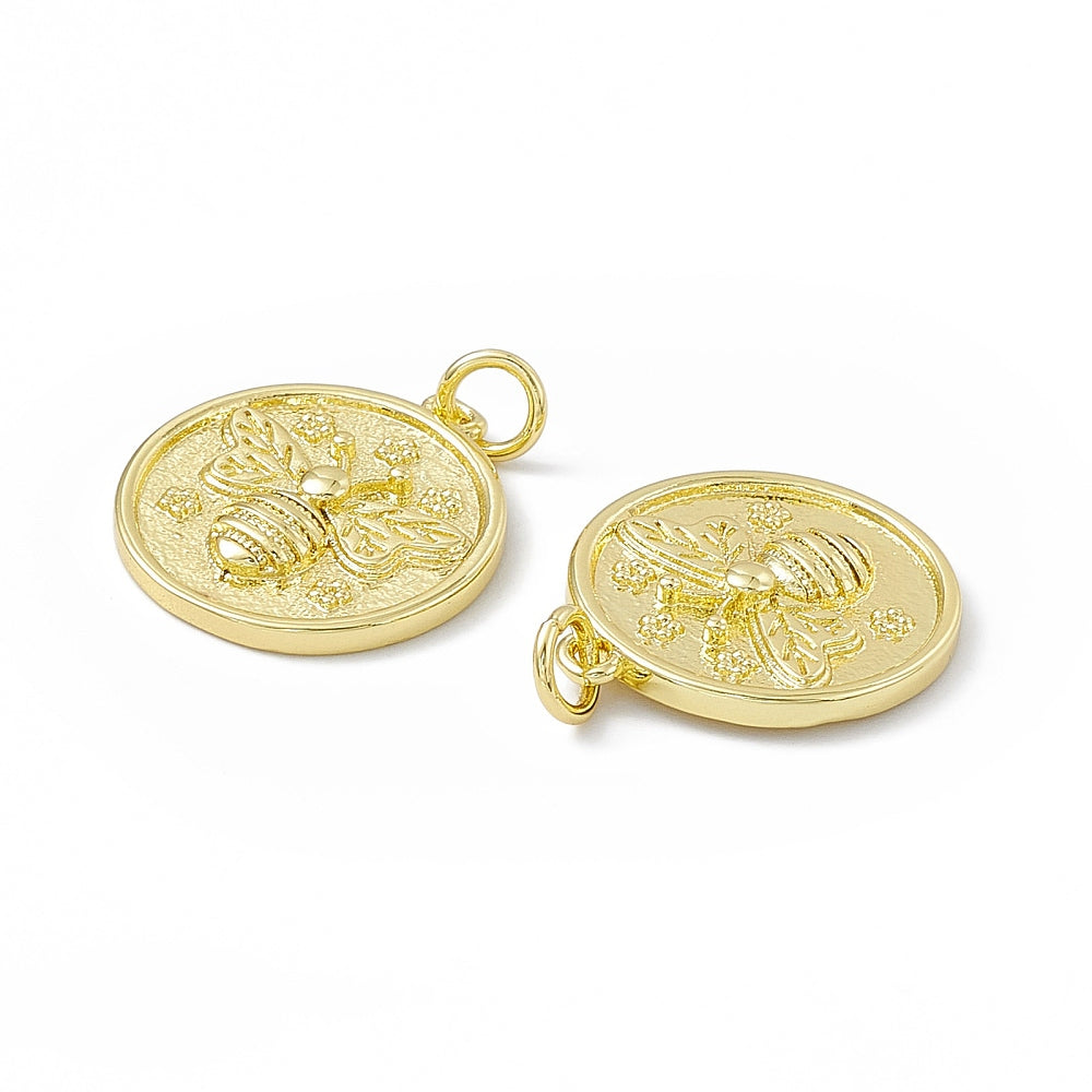 18k Gold Plated Brass Bee Charm