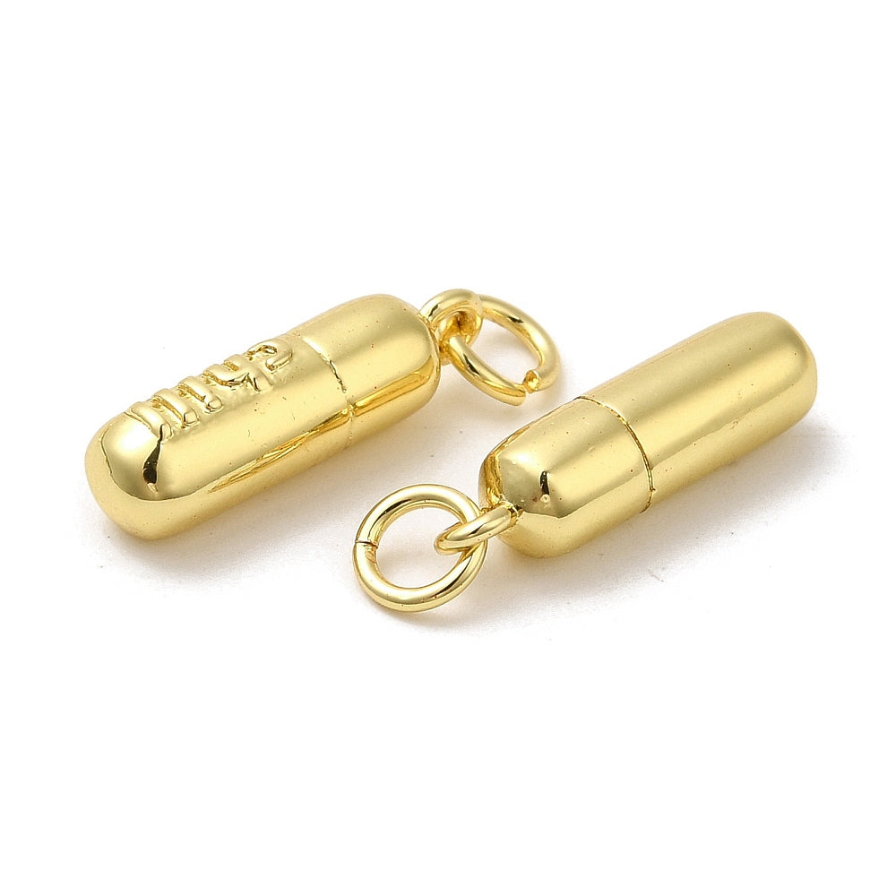 18k Gold Plated Brass Chill Pill Charm