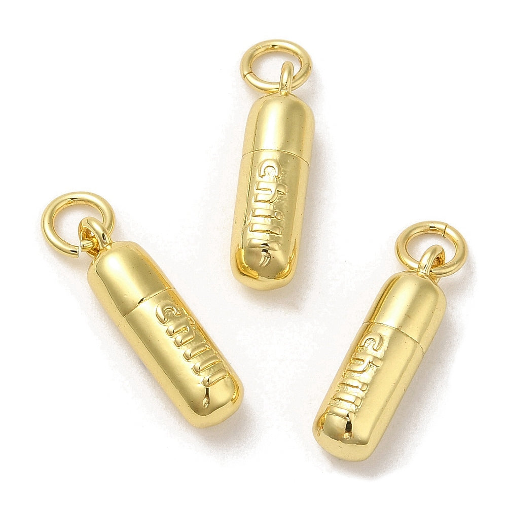 18k Gold Plated Brass Chill Pill Charm