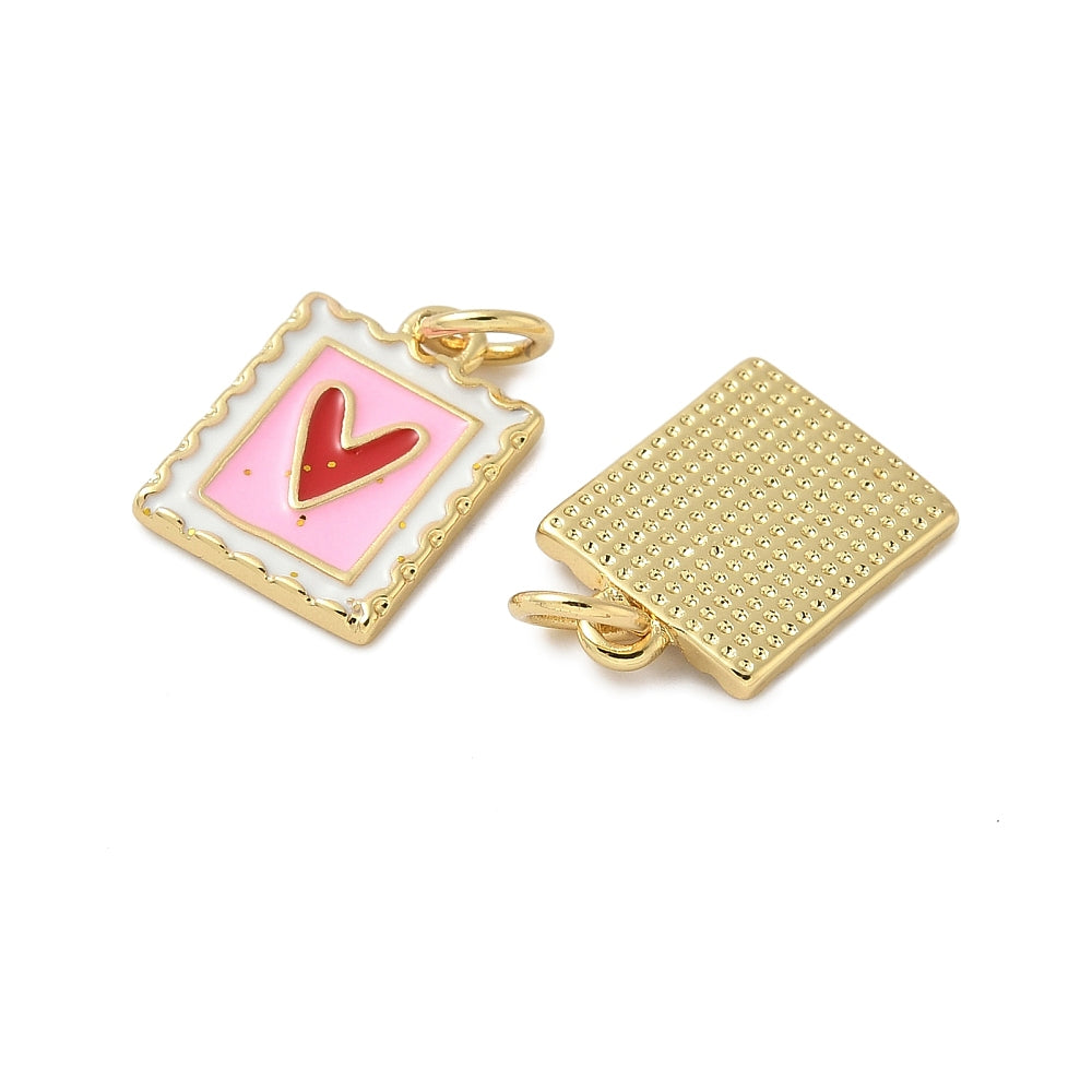 18k Gold Plated Brass Heart Stamp Charm