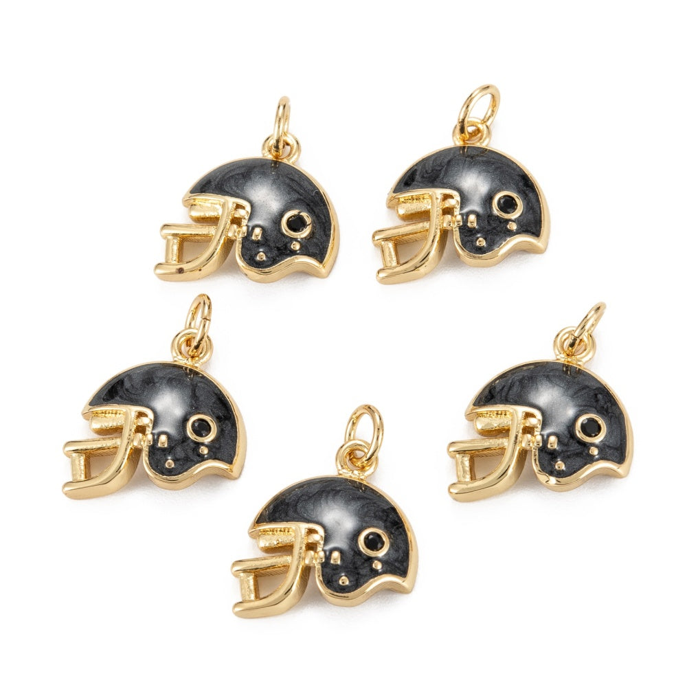 18k Gold Plated Brass Football Helmet Charm