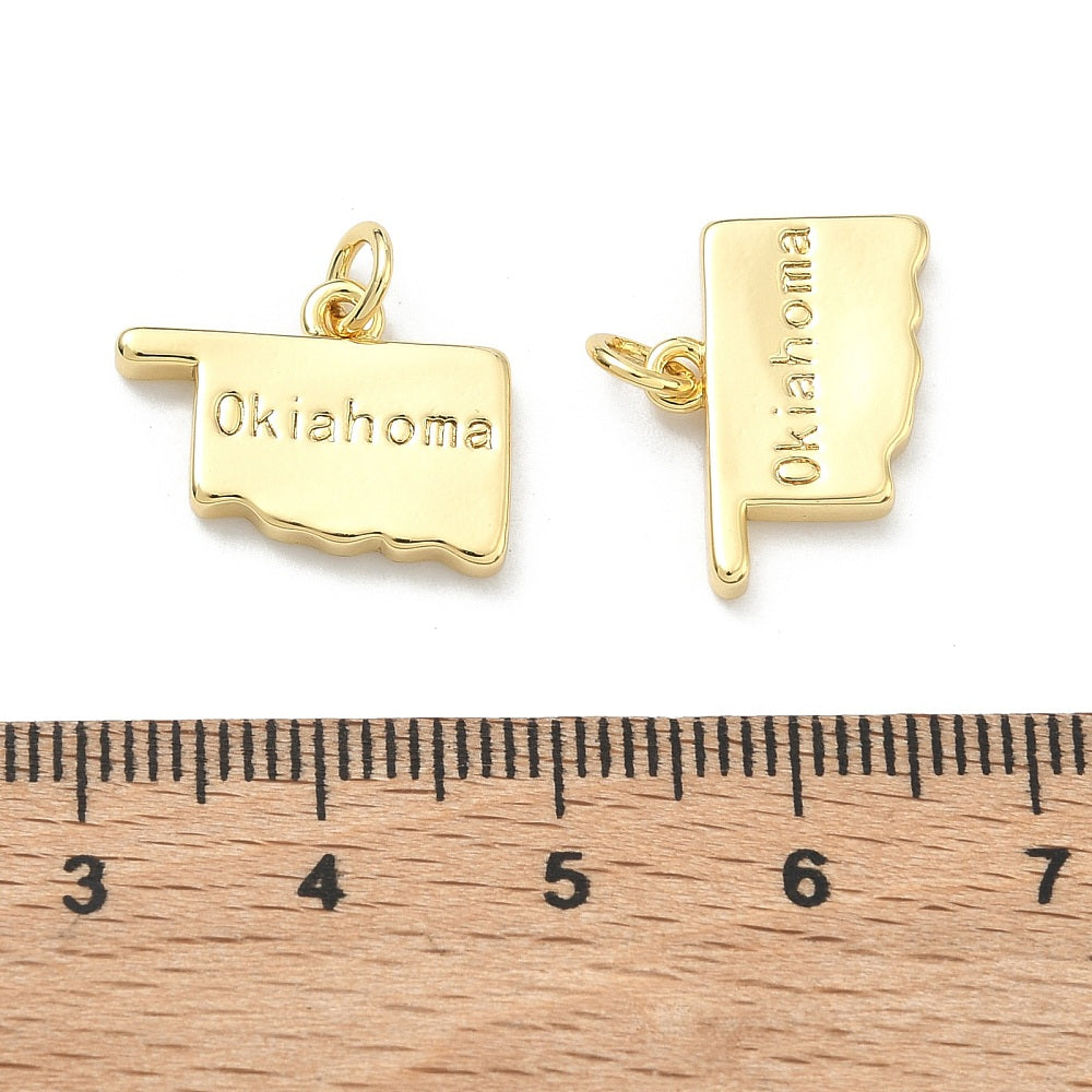 18k Gold Plated Brass Oklahoma Charm