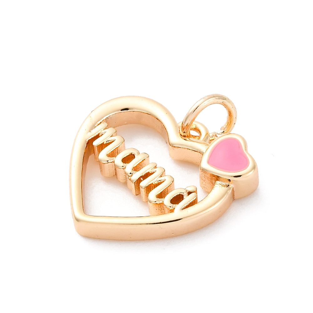 18k Gold Plated Brass Mama Heart Charm