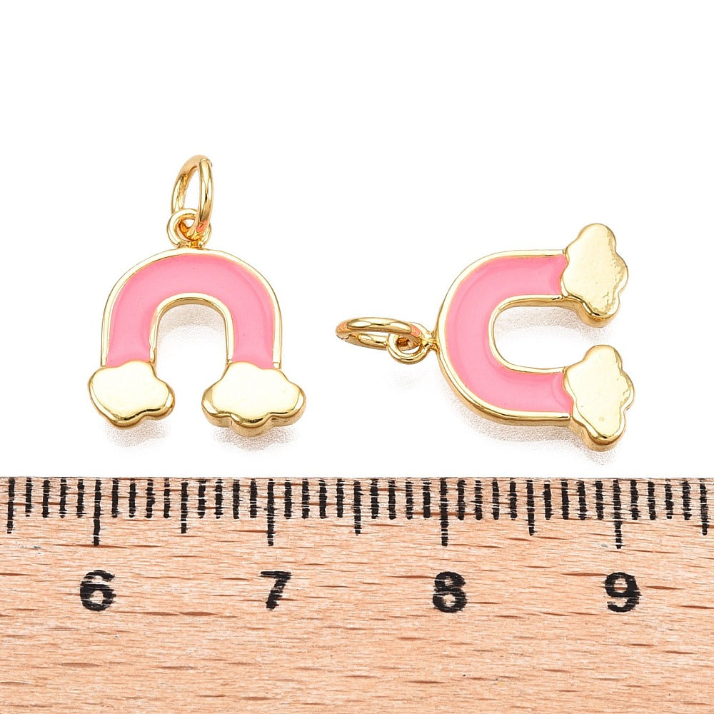 18k Gold Plated Brass Pink Rainbow Charm