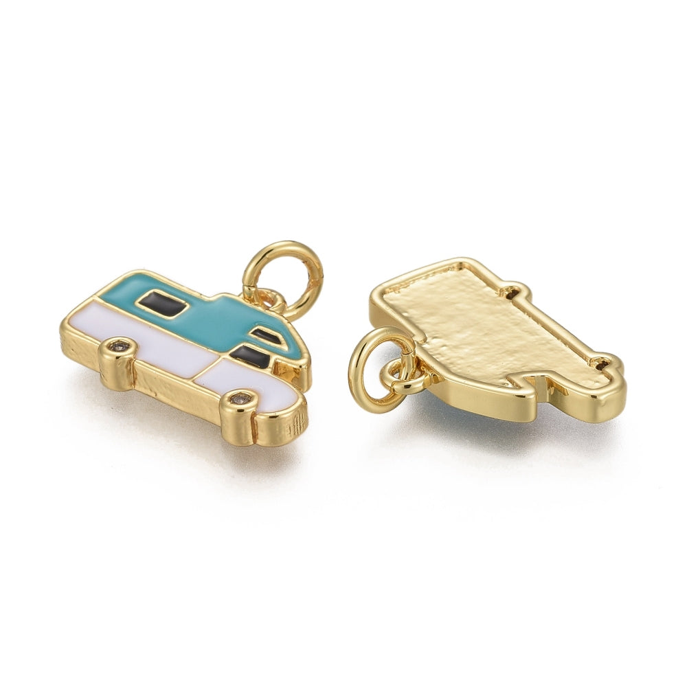 18k Gold Plated Brass Camper Charm