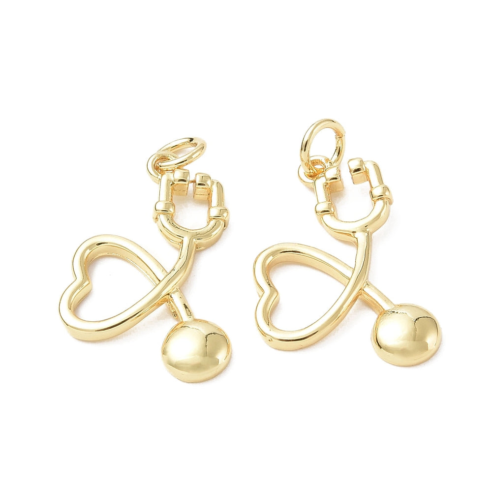 18k Gold Plated Brass Stethoscope Charm
