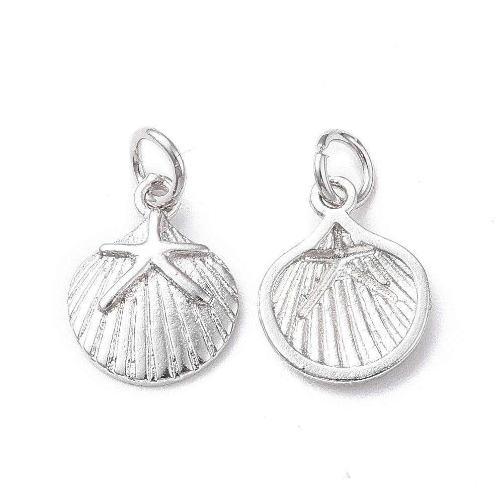 18k Gold Plated Brass Shell Starfish Charm
