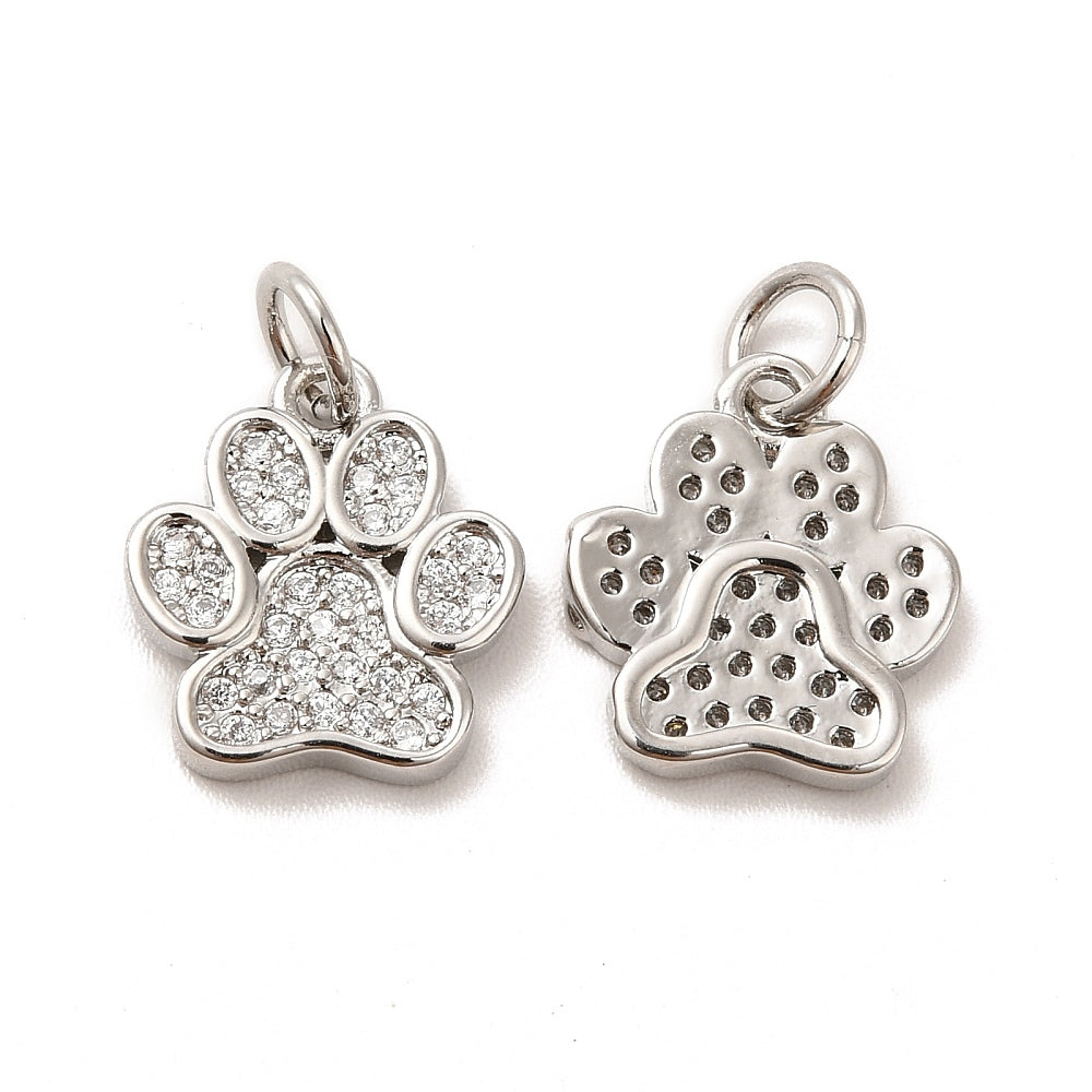 Silver Brass Paw Print Charm