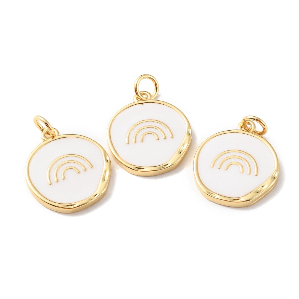 18k Gold Plated Brass Round Rainbow Charm