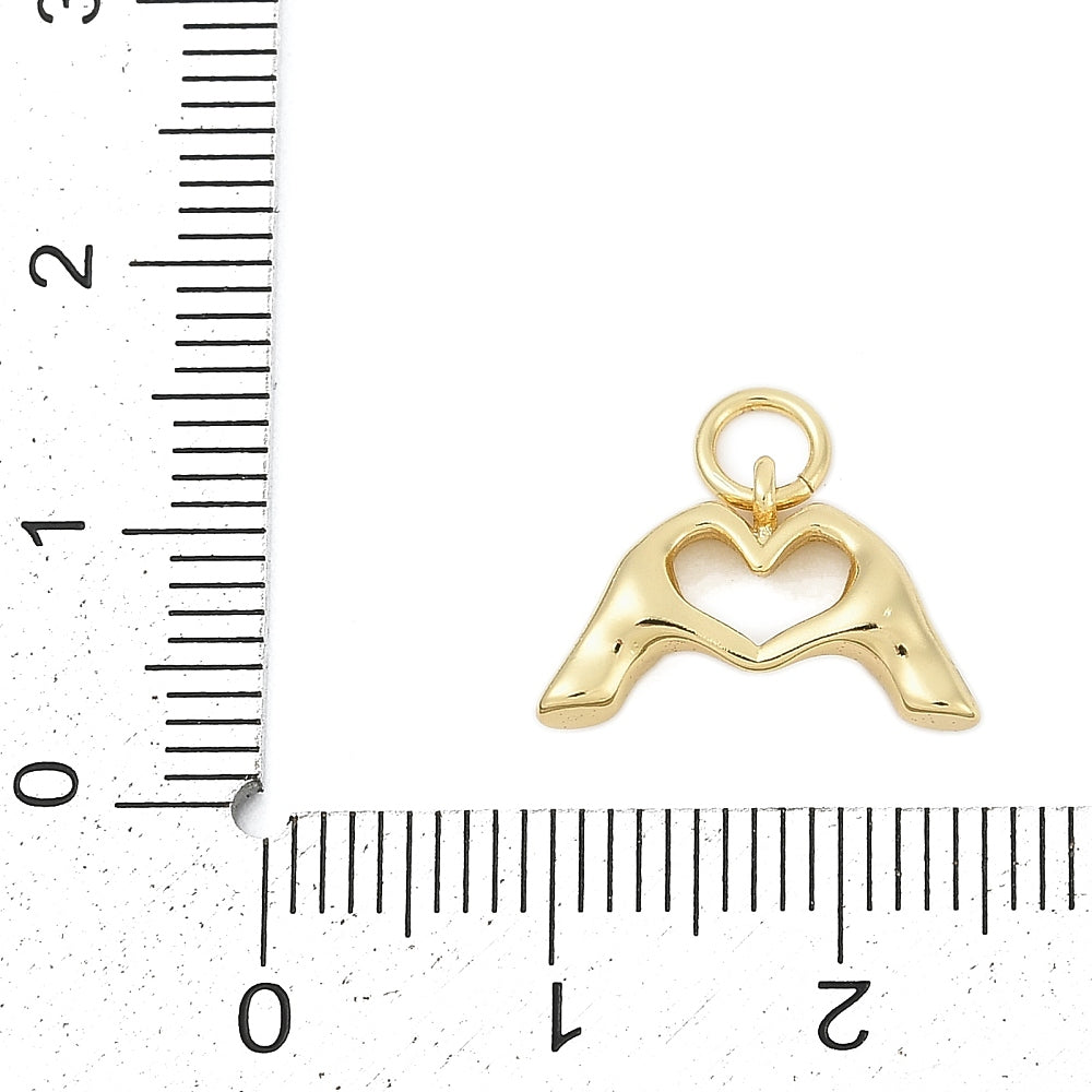 18k Gold Plated Brass Heart Hands Charm