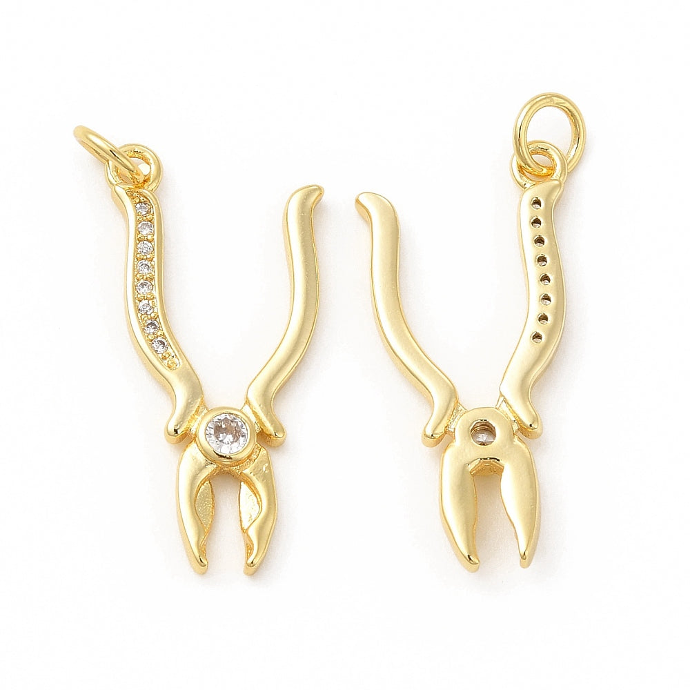 18k Gold Plated Brass Pliers Charm