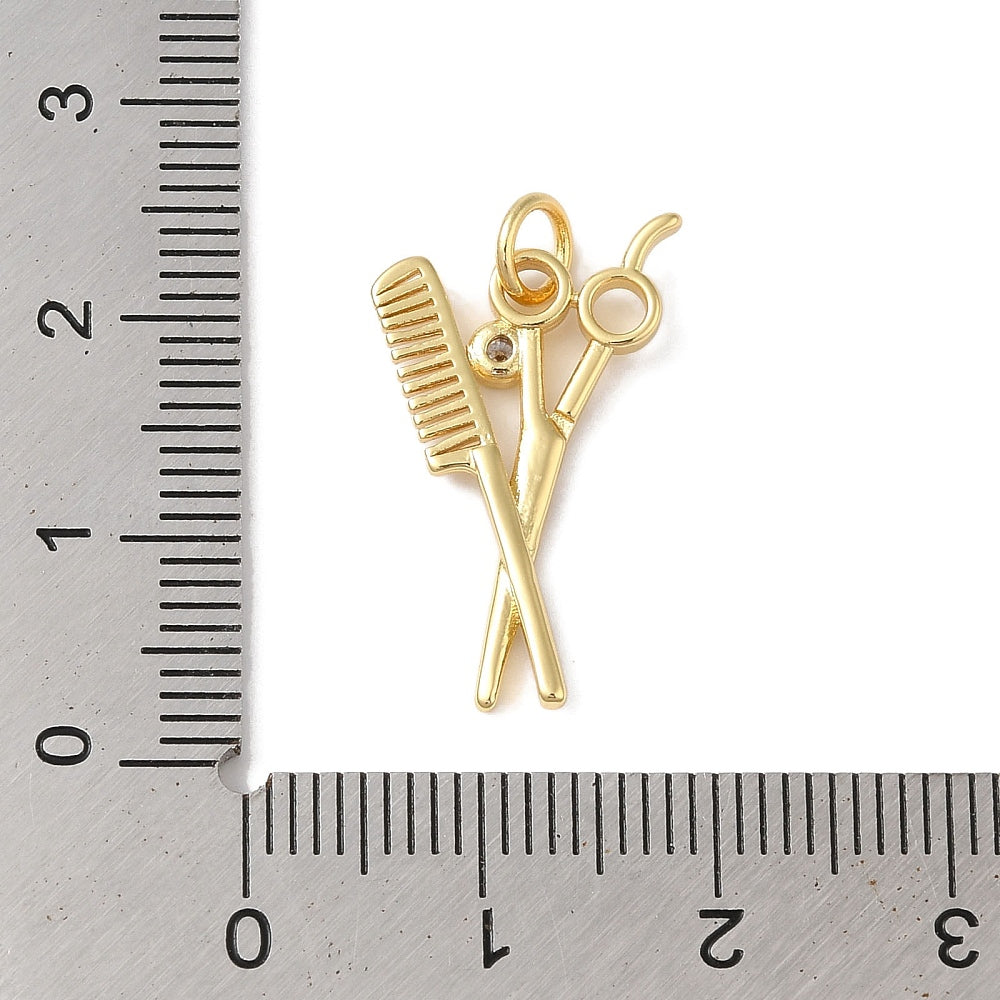 18k Gold Plated Brass Stylist Tools Charm