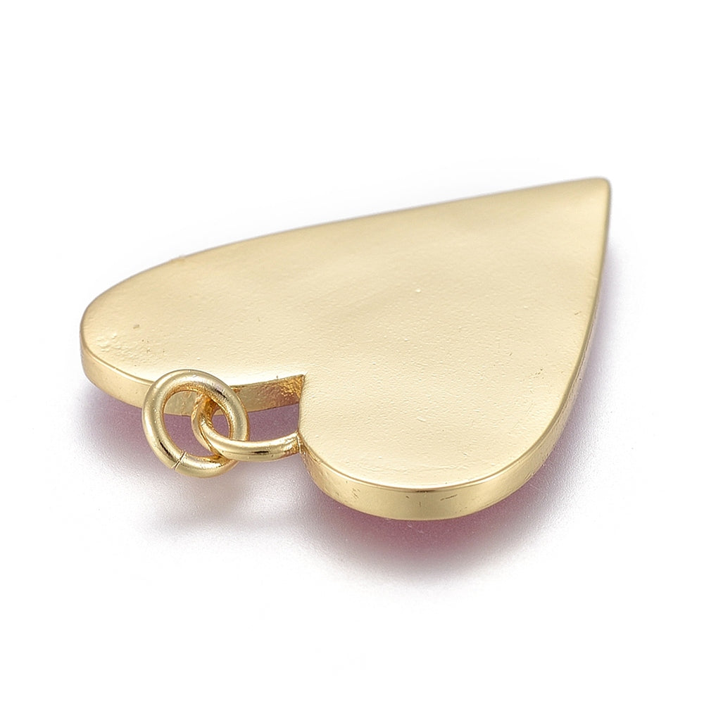 18k Gold Plated Brass Red Heart Charm