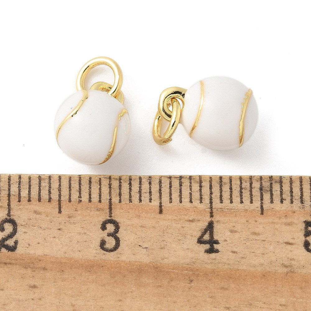 18k Gold Plated Brass Baseball Mini Sports Charm