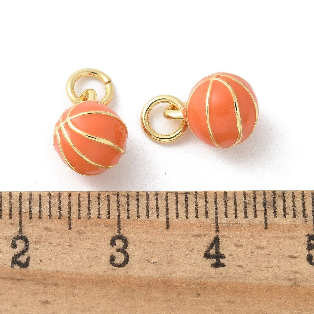 18k Gold Plated Brass Basketball Mini Sports Charm