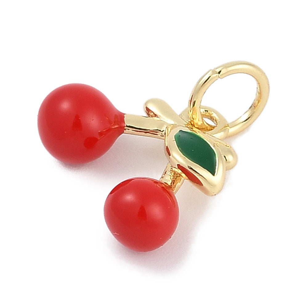 18k Gold Plated Brass Cherry Charm