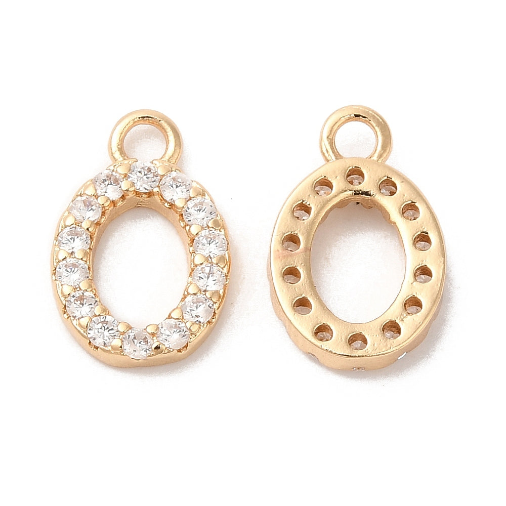 18k Gold Plated Brass Rhinestone Number Charm Full Set