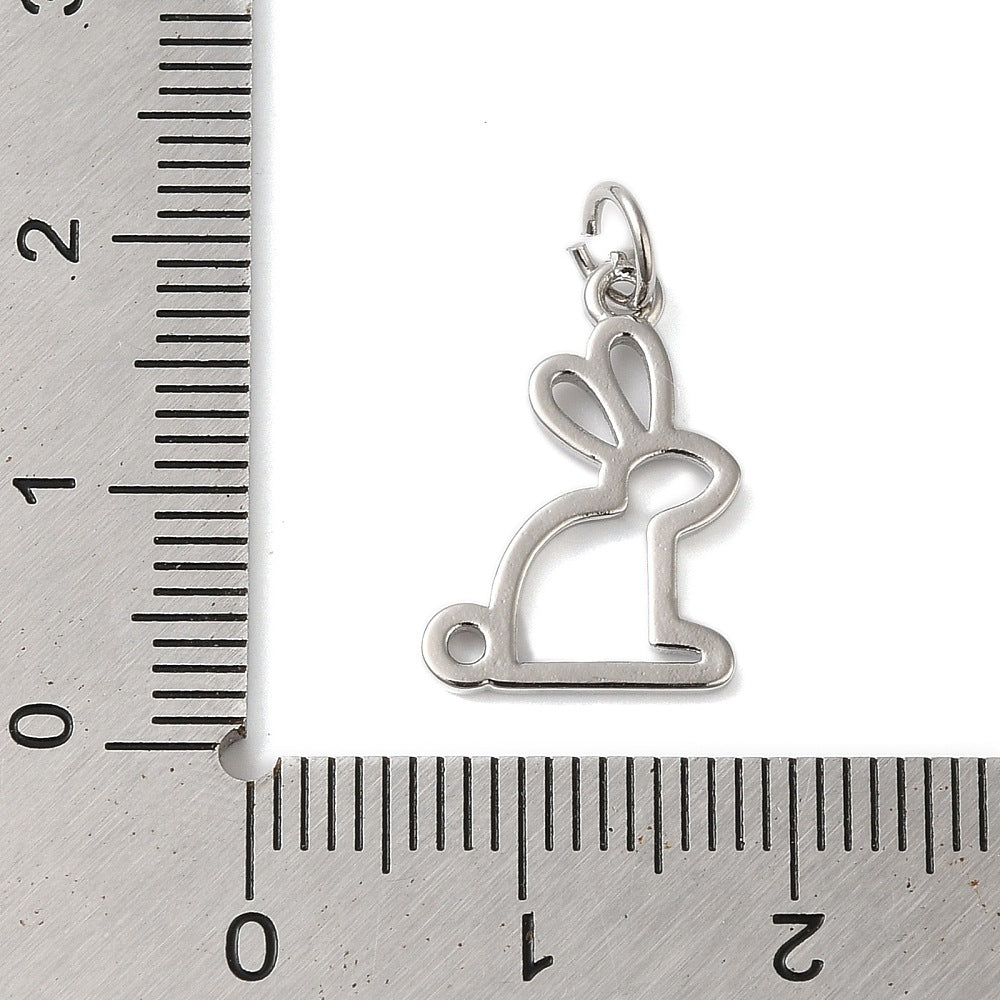Silver Brass Rabbit Charm
