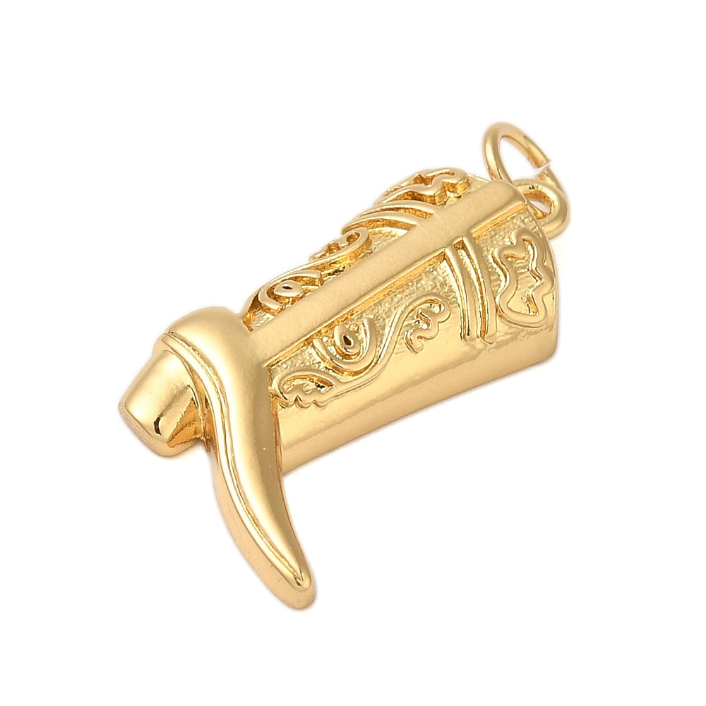 18k Gold Plated Brass Cowboy Boot Charm