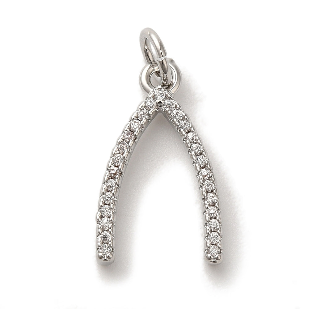 Silver Brass Wishbone Charm