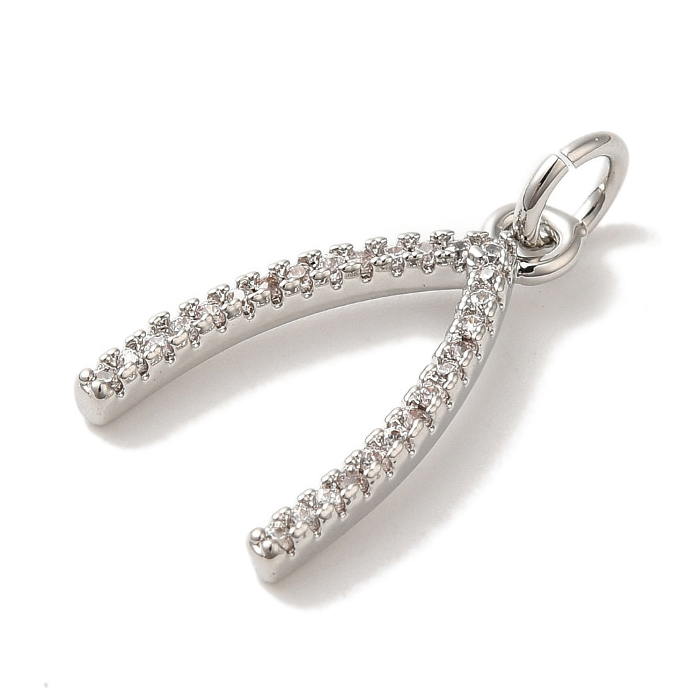Silver Brass Wishbone Charm