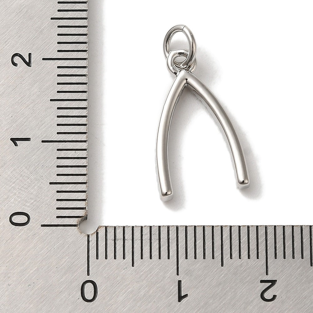 Silver Brass Wishbone Charm