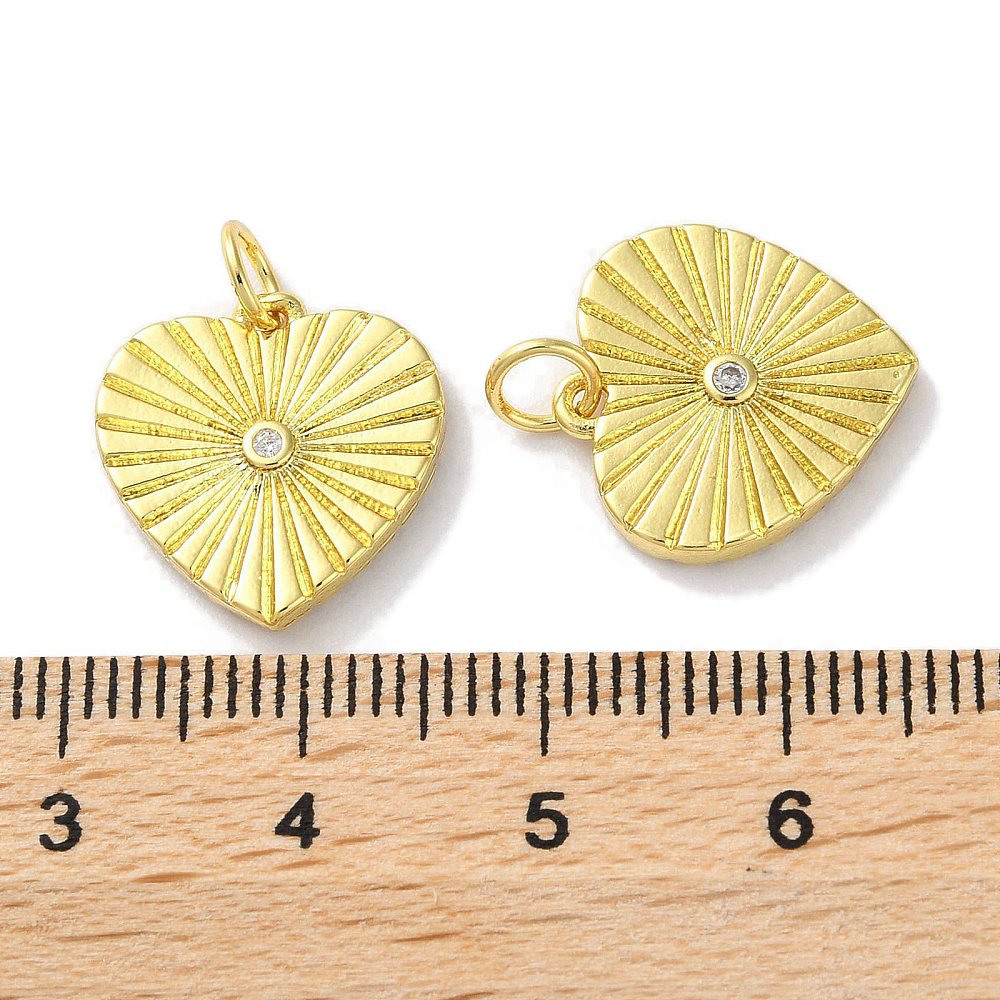 18k Gold Plated Brass Diamond Heart Charm