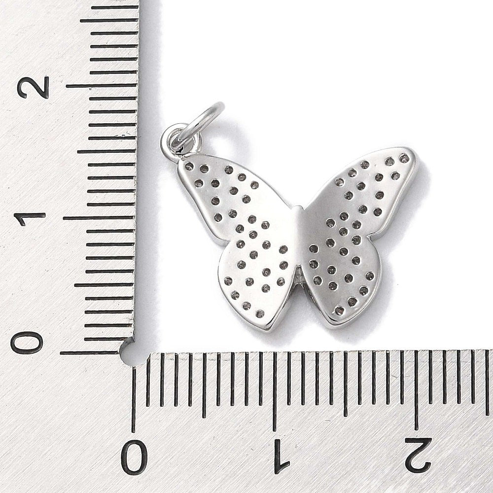 Silver Brass Butterfly Charm