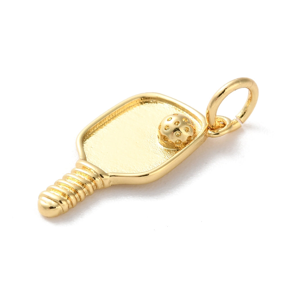18k Gold Plated Brass Pickleball Paddle Charm