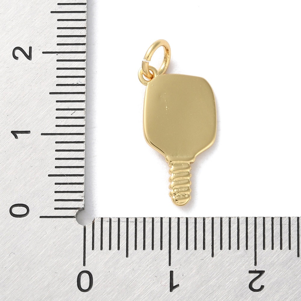 18k Gold Plated Brass Pickleball Charm