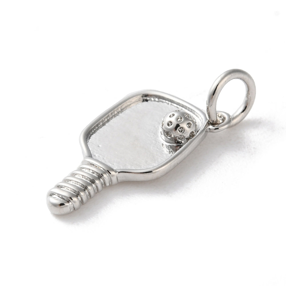 18k Gold Plated Brass Pickleball Paddle Charm