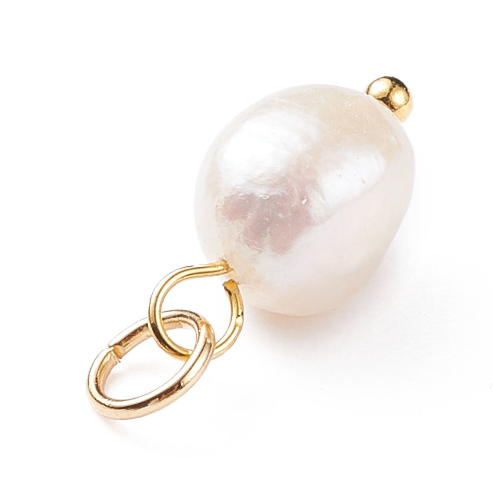 Gold Brass Freshwater Pearl Charm