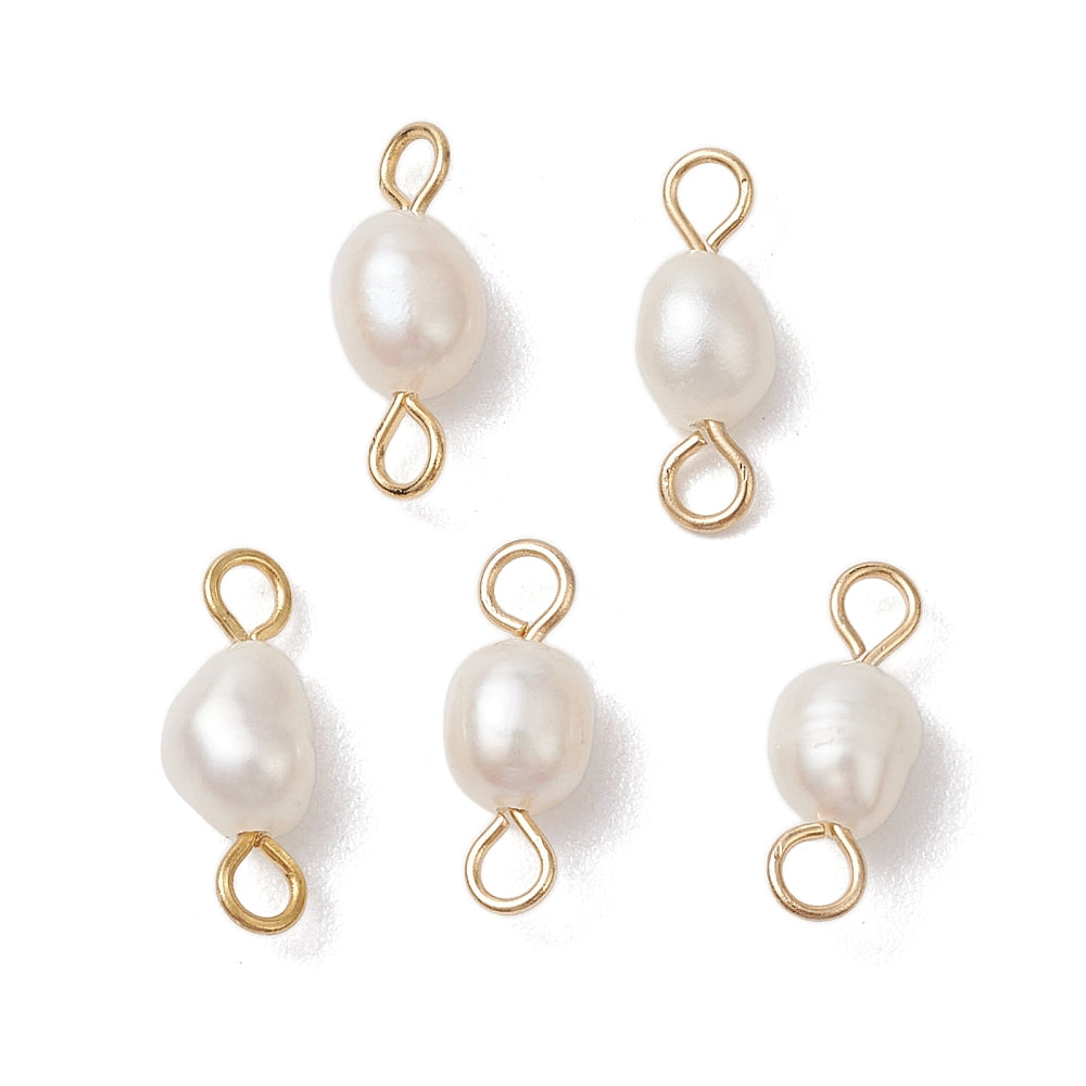 Gold Stainless Steel Freshwater Pearl Connector Charm