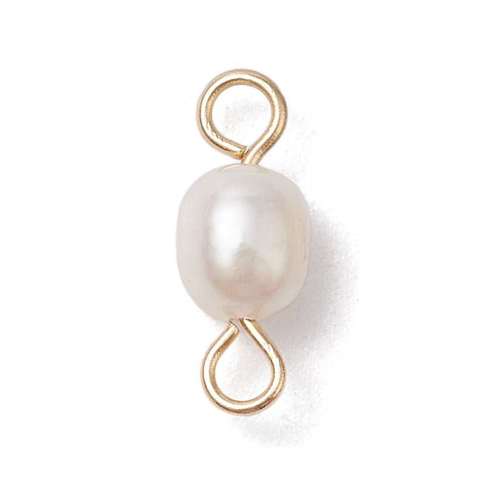 Gold Stainless Steel Freshwater Pearl Connector Charm