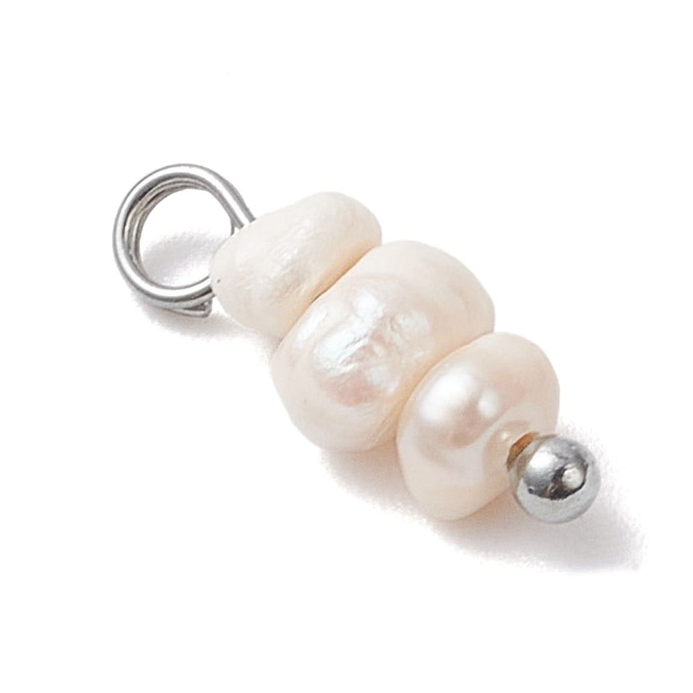 Mini Silver Triple Freshwater Pearl Charm