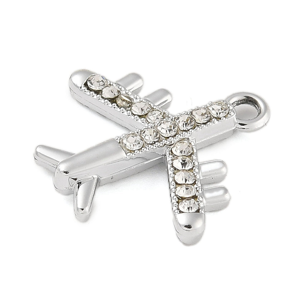Alloy Rhinestone Airplane Charm