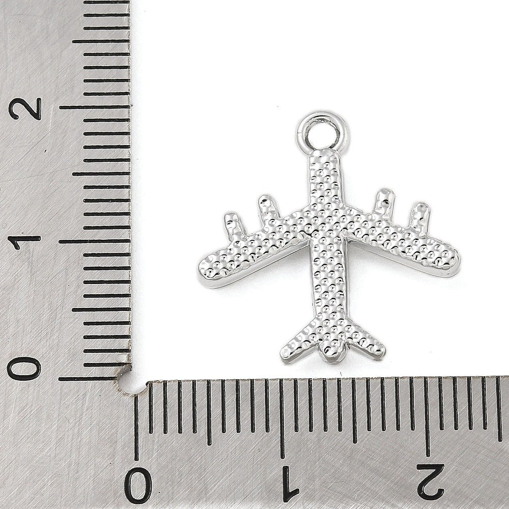 Silver Alloy Airplane Charm