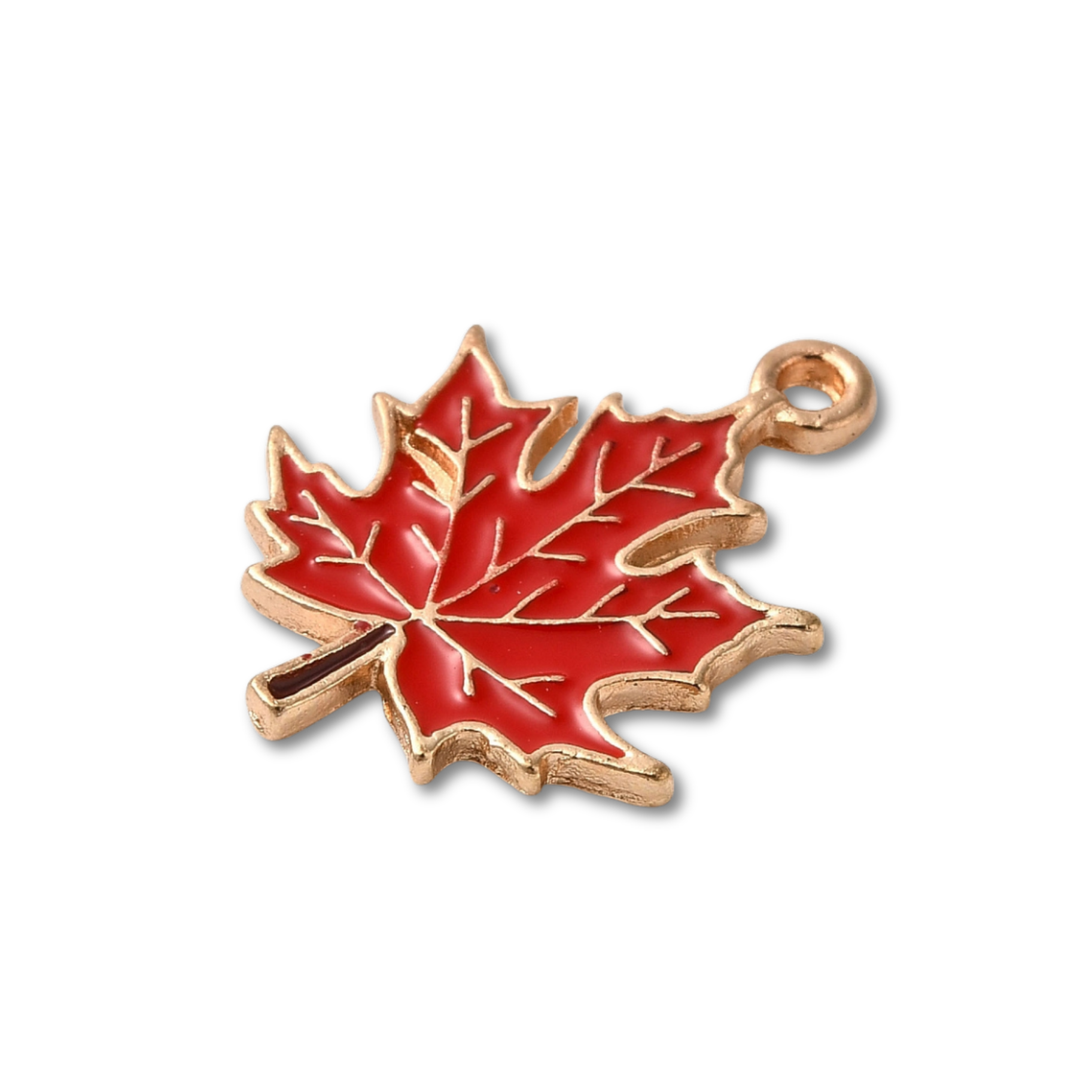 Gold Alloy Red Leaf Charm