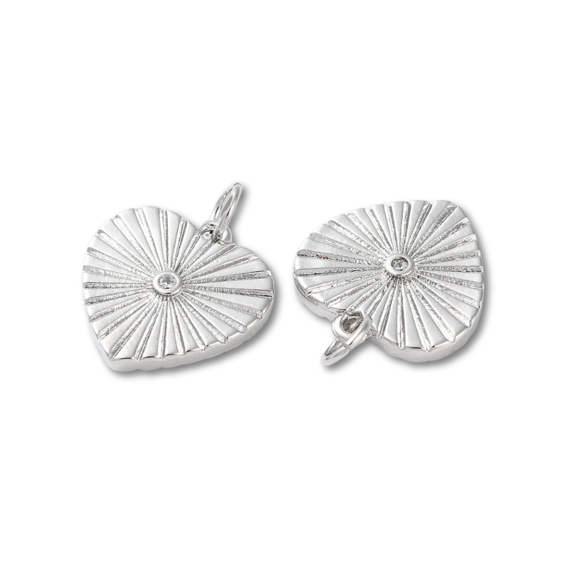 Silver Brass Diamond Heart Charm