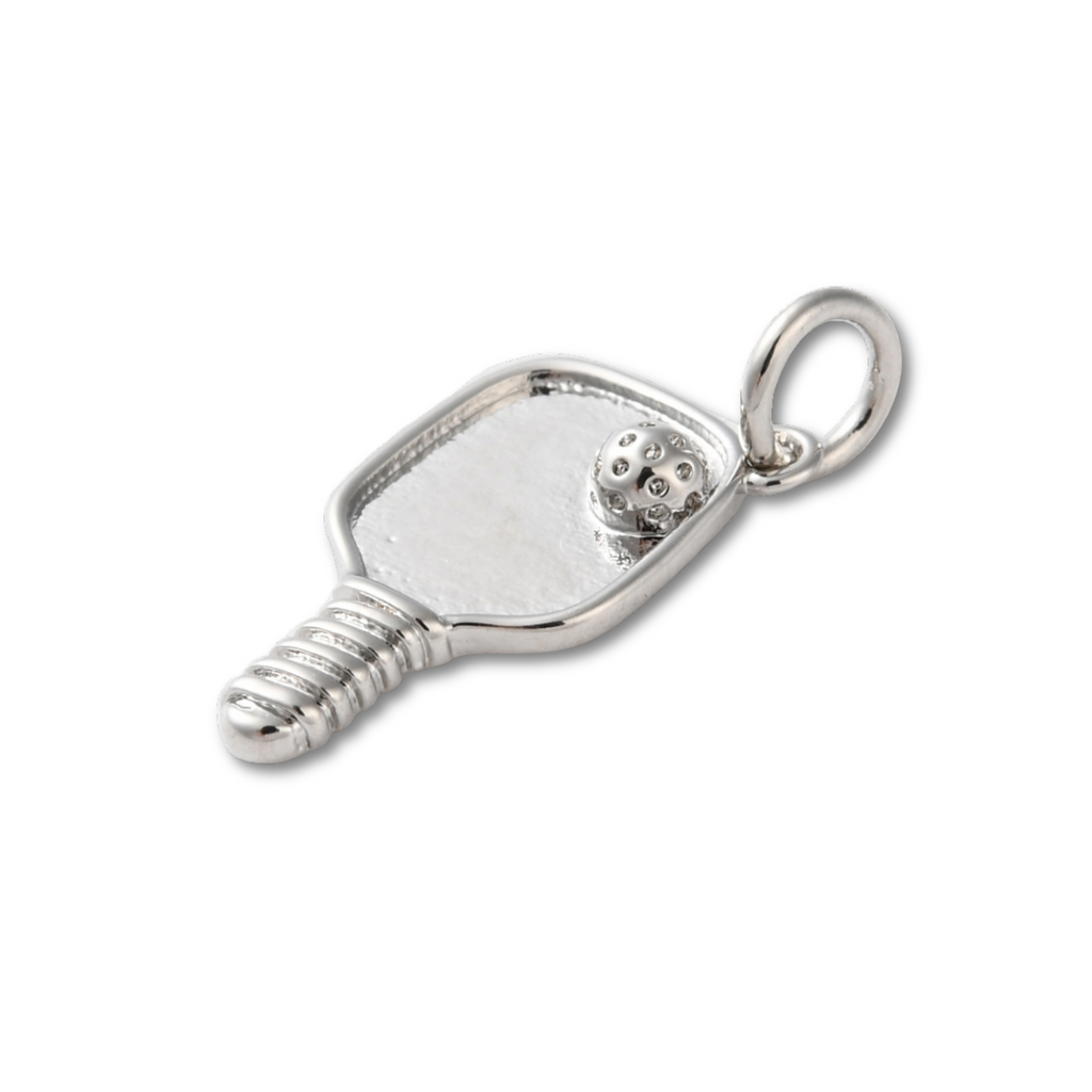 Silver Brass Pickleball Charm