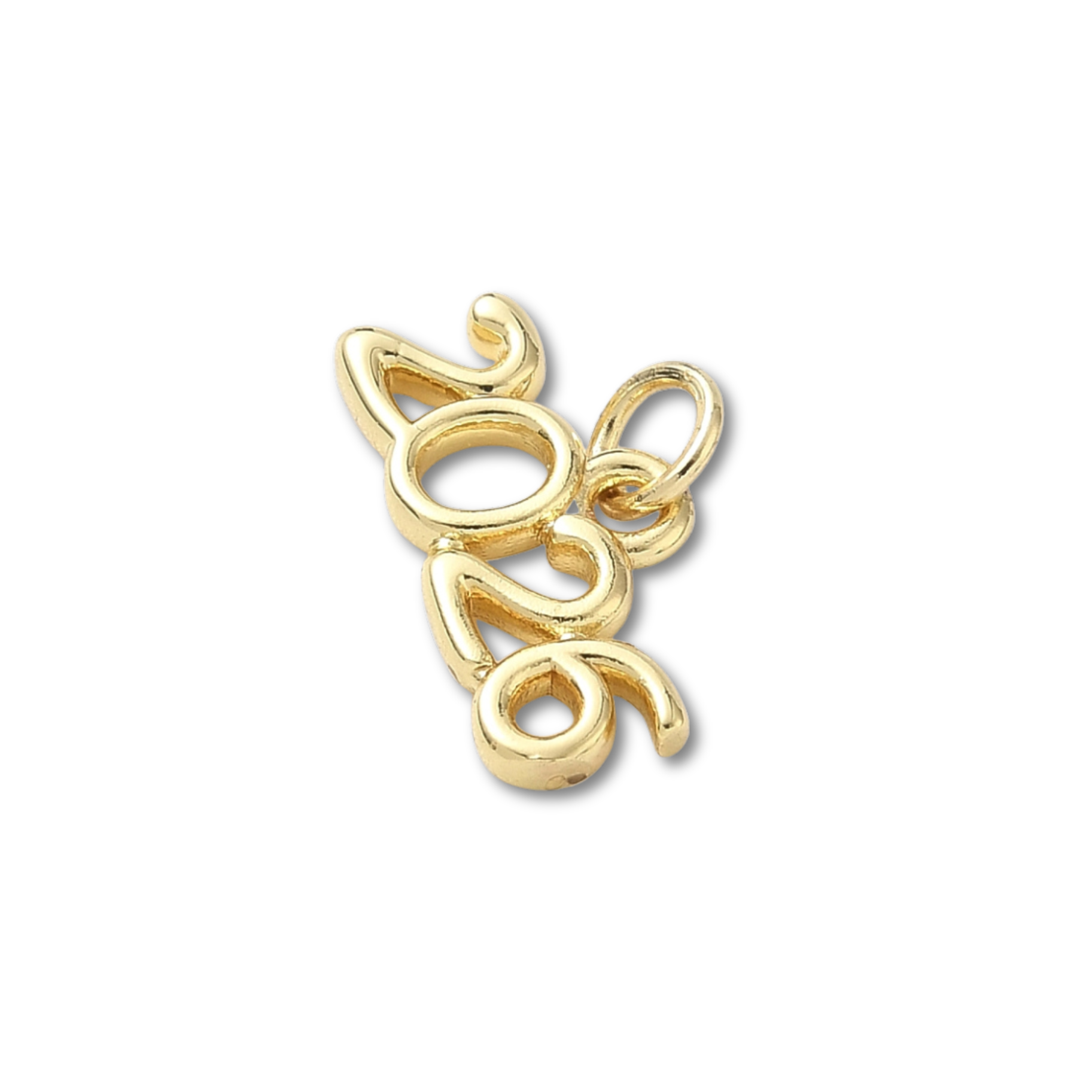 18k Gold Plated Brass Year 2026 Charm